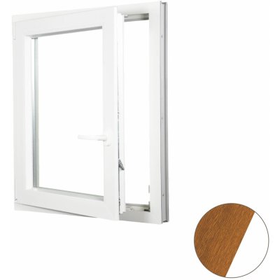 ALUPLAST Plastové okno jednokřídlo zlatý dub/bílé 90x140 Levé, Trojsklo Ug= 0,7 – Sleviste.cz