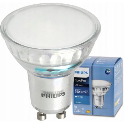 Philips LED žárovka LED GU10 5W = 50W 550lm 4000K Neutrální bílá 120° – Zboží Dáma