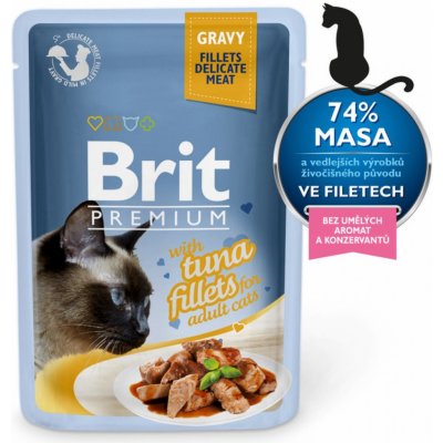 Brit wet Premium Cat Delicate Fillets in Gravy with Tuna 85 g