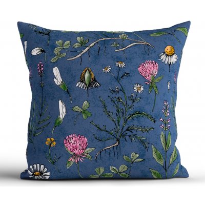 MKLuzkoviny.cz bavlna Renforcé Herbář tmavě modrý 40 x 40 cm – Sleviste.cz