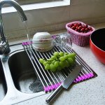 Perfect Home 12689 Odkapávač na nádobí na dřez, 49,5x22,7cm, fialová – Hledejceny.cz