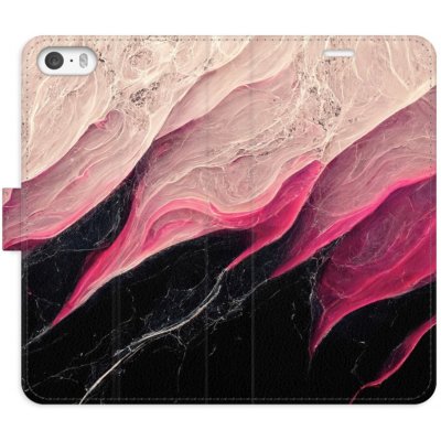 Pouzdro iSaprio Flip s kapsičkami na karty - BlackPink Marble Apple iPhone 5 / 5S / SE – Zbozi.Blesk.cz