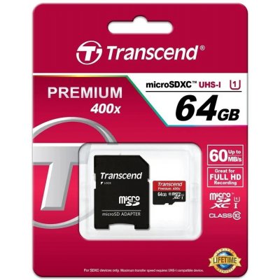 Transcend microSDXC Premium 64 GB UHS-I TS64GUSDU1 – Zbozi.Blesk.cz