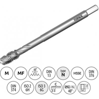 Narex Ždánice 041531318270000 - Závitník strojní M27,0x3,0mm typ 3044 kód 4050, lícování ISO 2 (6H), DIN 376 – Hledejceny.cz