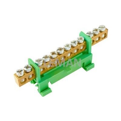 Můstek PE 12 (svorkovnice 12x16mm2), nekrytý IP00, zelený, 63A, na DIN – Zboží Mobilmania
