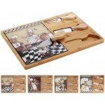prkénko na sýr 30,5x21,5x1,2cm,2xnůž,1xvidlička,bambus/keramika,mix dekorů – Hledejceny.cz
