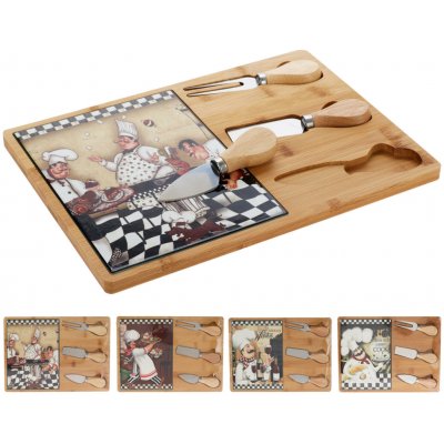 prkénko na sýr 30,5x21,5x1,2cm,2xnůž,1xvidlička,bambus/keramika,mix dekorů – Hledejceny.cz
