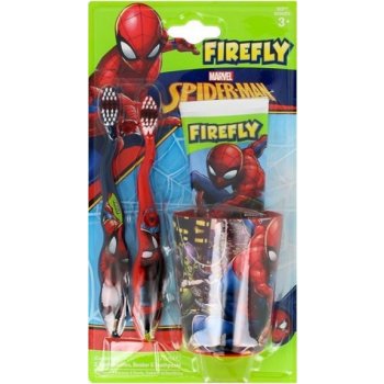 Spiderman Firefly kartáček na zuby 2 ks + zubní pasta 75 ml + kelímek dárková sada