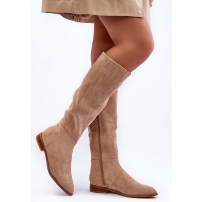 Boto Dámské holínky Kesi z eko-semiše krémová – Zboží Dáma