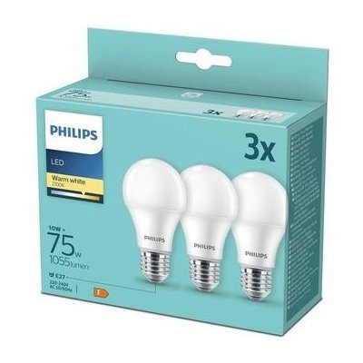 Philips klasik, 10W, E27, teplá bílá, 3ks – Hledejceny.cz