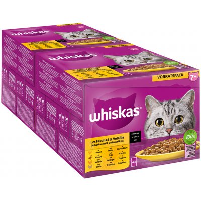 Whiskas Senior 7+ drůbeží výběr v omáčce Kuře drůbež kachna krůta 48 x 85 g – Zbozi.Blesk.cz