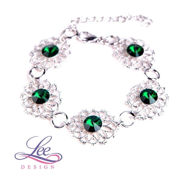 Náramek Swarovski náramek Krajka Rivoli Emerald NARKRA8-43 Lee Design