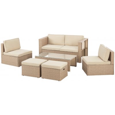 FurniGO Ratanová sestava Salou krémová – Zboží Mobilmania