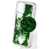 Pouzdro a kryt na mobilní telefon Apple Pouzdro 1Mcz Liquid Hexagon Sparkle ochranný s přesýpacím efektem třpytek Apple iPhone 12 mini zelené