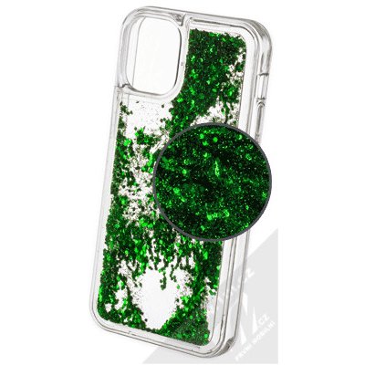 Pouzdro 1Mcz Liquid Hexagon Sparkle ochranný s přesýpacím efektem třpytek Apple iPhone 12 mini zelené – Zboží Mobilmania