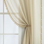 MIULEE Průsvitné záclony s bambulkami 2 ks 145 × 140 cm béžové – Hledejceny.cz