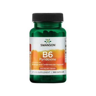 Swanson Vitamin B6 Pyridoxine 100 mg 100 kapslí – Zboží Mobilmania