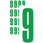 Čísla samolepicí 9 zelená samolepící vinylová fólie 75 mm písmo - aršík 4 ks – Zboží Dáma