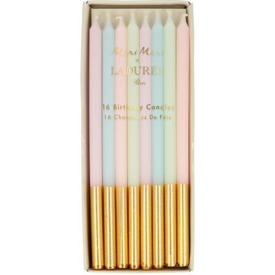 Meri Meri Dortové svíčky Ladurée Paris Gold Dipped - 16 ks, multi barva, zlatá barva, vosk