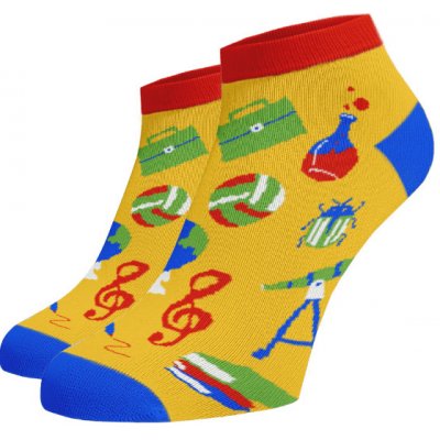 Veselé kotníkové ponožky školní Bavlna Žlutá