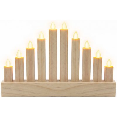 Solight dřevěný LED svícen, 10x LED, 25cm, 2x AA – Hledejceny.cz