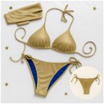 Sparkle*Me plavky bikiny brazilky na zavazování s řasením vzadu zářivé zlatá – Hledejceny.cz