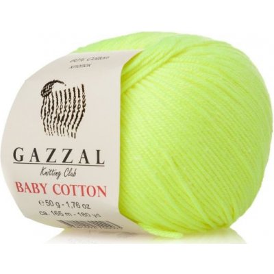 Příze Baby Cotton Gazzal 3462 neon žlutá Výrobce – Hledejceny.cz