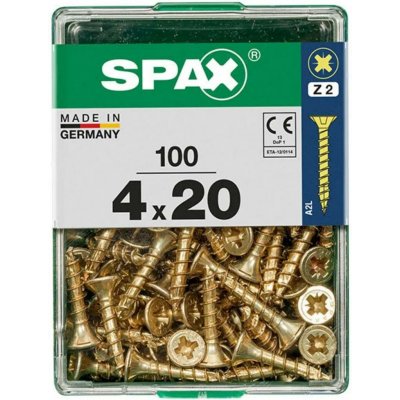 Spax Uni vrut zápust.hlava PZ/Z2 4CUT a plným závitem Yellox 4 x 20 mm 100 ks – Hledejceny.cz