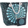 Taška  Prima-obchod Letní / plážová taška mandala paisley s taštičkou 39x50 cm 3 černá tyrkys
