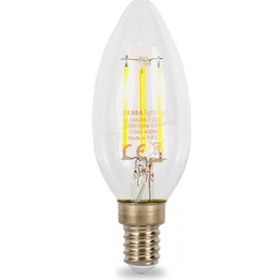 Tesla Lighting LED žárovka Filament Retro Candel E14, 4,2 W, 570 lm, 4000 K – Hledejceny.cz