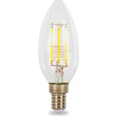 Tesla Lighting LED žárovka Filament Retro Candel E14, 4,2 W, 570 lm, 4000 K – Zboží Mobilmania