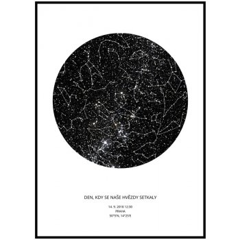 Hvězdná mapa vašeho životního okamžiku Rozměr plakátu: 40 x 50 cm, Barva pozadí: Bílá