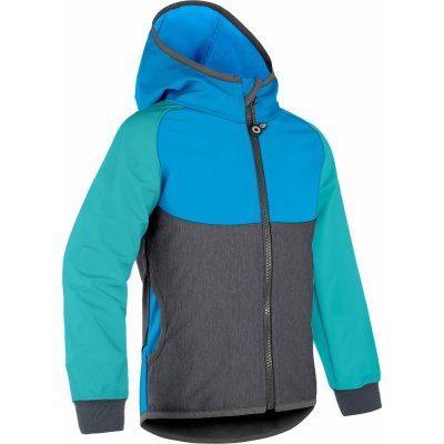 UNUO Dětská softshellová bunda s fleecem Basic Multicolor Tyrkysová – Zboží Dáma