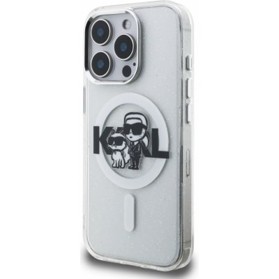 Karl Lagerfeld IML Glitter Karl and Choupette Sketch MagSafe pro Apple iPhone 15 Pro Max, transparentní – Zboží Mobilmania