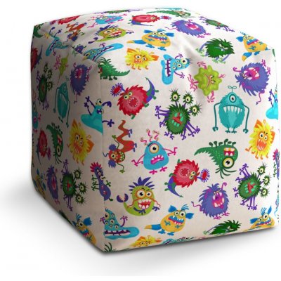 Sablio taburet Cube barevné příšerky 40x40x40 cm