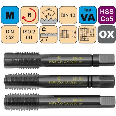 NÁSTROJE CZ Sadový závitník M16x2 SADA ISO2 HSSCo5 OX DIN 352 - 0290 - CZZ0290-M16-SD-ISO2 – Hledejceny.cz