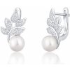 Náušnice JwL Luxury Pearls překrásné stříbrné s pravými perlami a zirkony JL0719