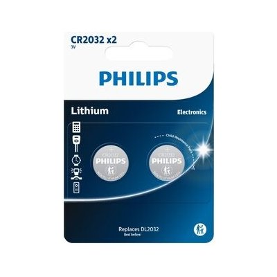 Philips CR2032 Lithium 2ks CR2032P2/01B – Zbozi.Blesk.cz