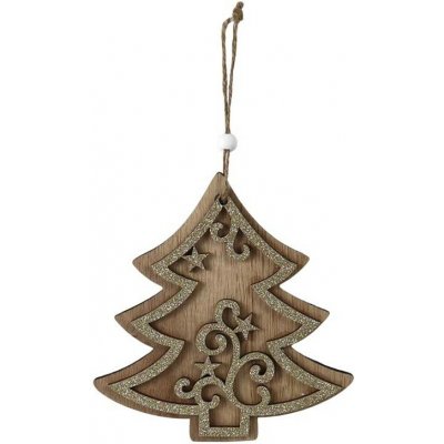 Závěs dřevo strom zdobený přírodní 14x14,5 cm – Hledejceny.cz