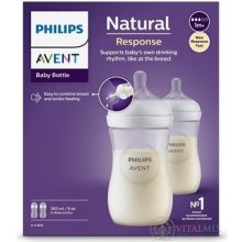 Avent láhve Natural Response průhledná dudlík pro podporu rytmu pití 260 ml 2 ks