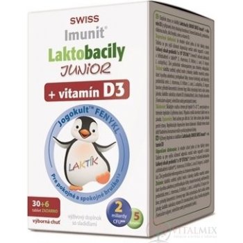 Laktobacily JUNIOR SWISS Imunit + vitamín D3 36 tablet