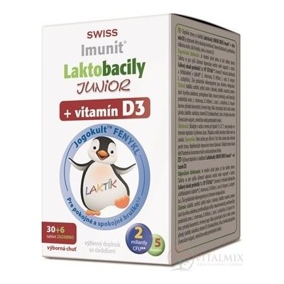 Laktobacily JUNIOR SWISS Imunit + vitamín D3 36 tablet – Zboží Mobilmania