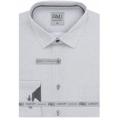 AMJ Comfort fit pánská košile dlouhý rukáv s jemným vzorem šedá VDBR1320