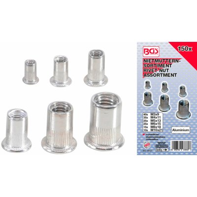 BGS 14127, Sada nýtovacích matic | hliník | 150dílná – Zbozi.Blesk.cz