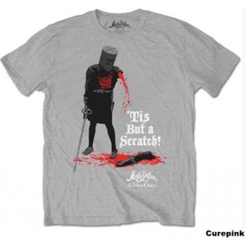 CurePink tričko Monty Python: Tis But A Scratch šedé