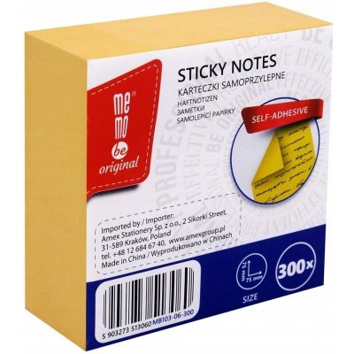 Samolepicí bločky 75x75mm MemoBe 300ks žlutý – Hledejceny.cz