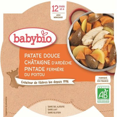 Babybio Menu sladké brambory s kaštanovým pyré a farmářskou perličkou 230 g