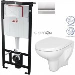 Alcadrain Předstěnový instalační systém s chromovým tlačítkem M1721 + WC CERSANIT ARTECO CLEANON + SEDÁTKO AM102/1120 M1721 AT1 – Sleviste.cz