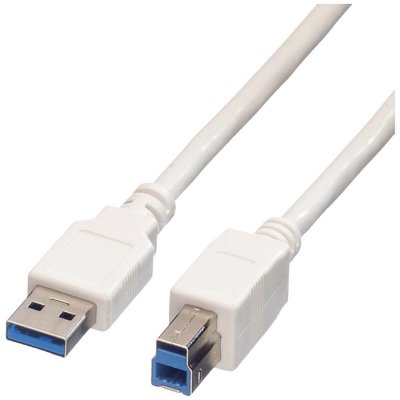 Value 11.99.8871 USB, USB 3.2 Gen1 (USB 3.0 / USB 3.1 Gen1) USB-A zástrčka, USB-B zástrčka, 3m, bílý