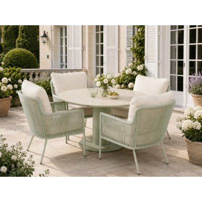 Hartman Zaragoza soft green 4 křesla + kulatý stůl 120 cm – Hledejceny.cz